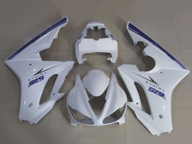 Weiß Blau 2009-2012 Triumph Daytona 675 Triple Motorrad Verkleidung Kit