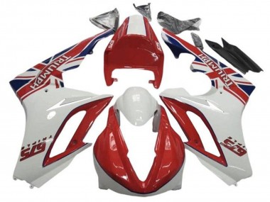Weiß Rot 2009-2012 Triumph Daytona 675 Triple Motorrad Verkleidung