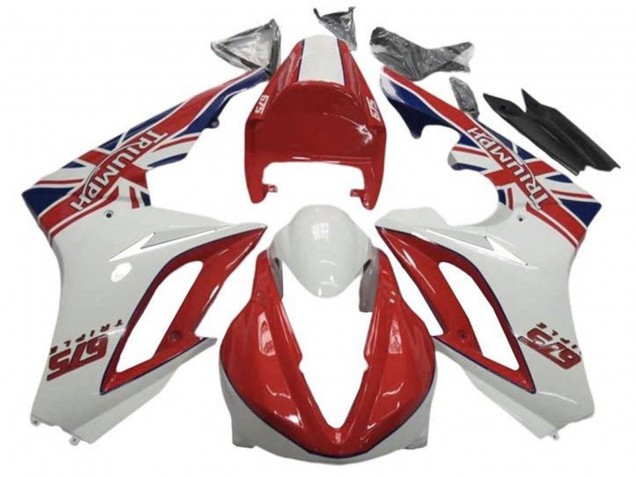 Weiß Rot 2009-2012 Triumph Daytona 675 Triple Motorrad Verkleidung