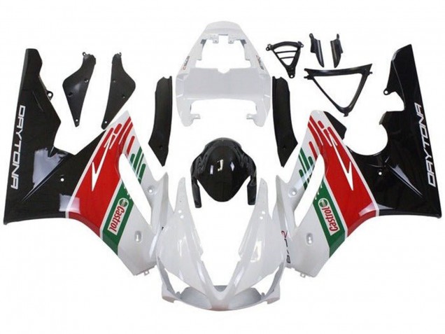 Weiß Rot Grün Glänzendes Schwarz Castrol 2009-2012 Triumph Daytona 675 Triple Motorrad Verkleidung
