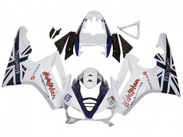 Weiß Dunkel Blau 2009-2012 Triumph Daytona 675 Triple Motorrad Verkleidung