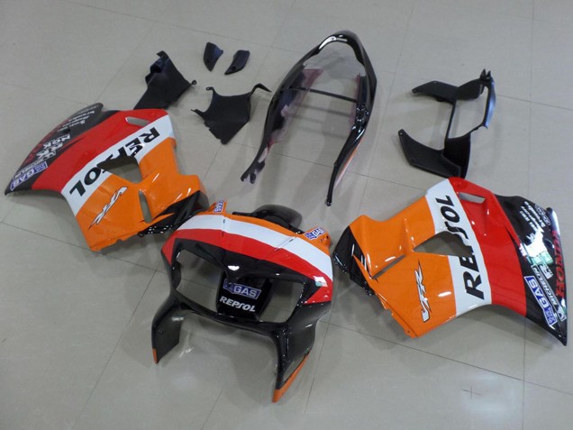 Orange Weiß Rot Glänzendes Schwarz Repsol 1998-2001 Honda VFR 800 Motorrad Verkleidung