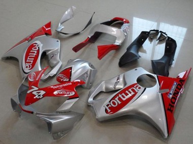 Silber Rot Fortuna 74 2000-2006 Honda VTR1000 Motorrad Verkleidung