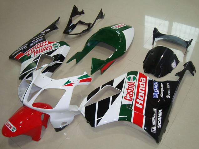 Weiß Rot Grün Glänzendes Schwarz Castrol 2000-2006 Honda VTR1000 Motorrad Verkleidung Kit