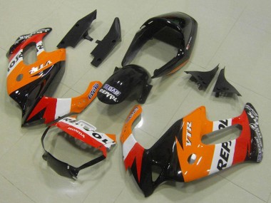 Orange Weiß Rot Glänzendes Schwarz Repsol 1997-2005 Honda VTR1000F Motorrad Verkleidung