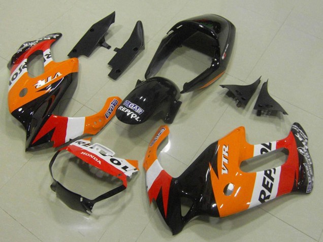 Orange Weiß Rot Glänzendes Schwarz Repsol 1997-2005 Honda VTR1000F Motorrad Verkleidung