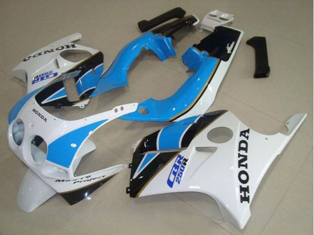 Weiß Hellblau Glänzendes Schwarz 1988-1989 Honda CBR250RR MC19 Motorrad Verkleidung