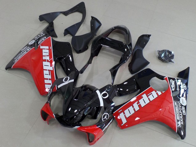 Glänzendes Schwarz Rot Weiß Jordan 2001-2003 Honda CBR600 F4i Motorrad Verkleidung
