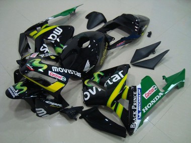 Glänzendes Schwarz Gelb Grün MoviStar 2003-2004 Honda CBR600RR Motorrad Verkleidung
