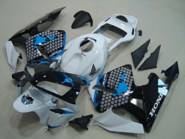 Weiß Blau Glänzendes Schwarz 2003-2004 Honda CBR600RR Motorrad Verkleidung