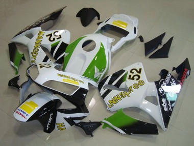 Weiß Grün Gelb Glänzendes Schwarz Hannspree 52 2003-2004 Honda CBR600RR Motorrad Verkleidung