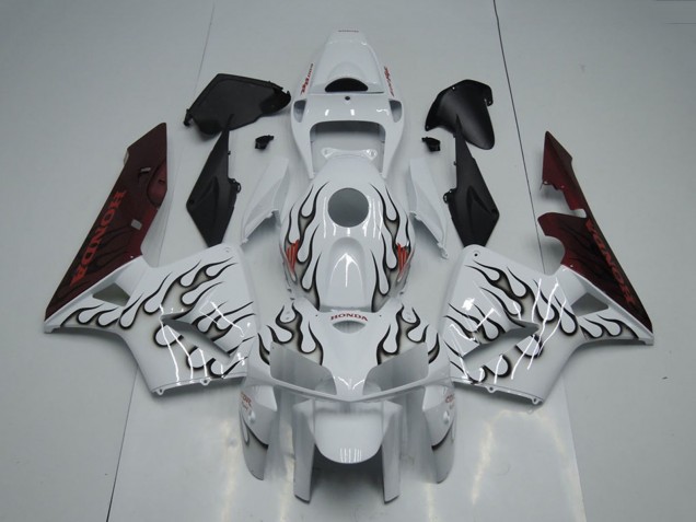 Weiß Schwarz Flamme 2005-2006 Honda CBR600RR Motorrad Verkleidung