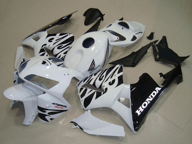 Weiß Schwarz Flamme 2005-2006 Honda CBR600RR Motorrad Verkleidung