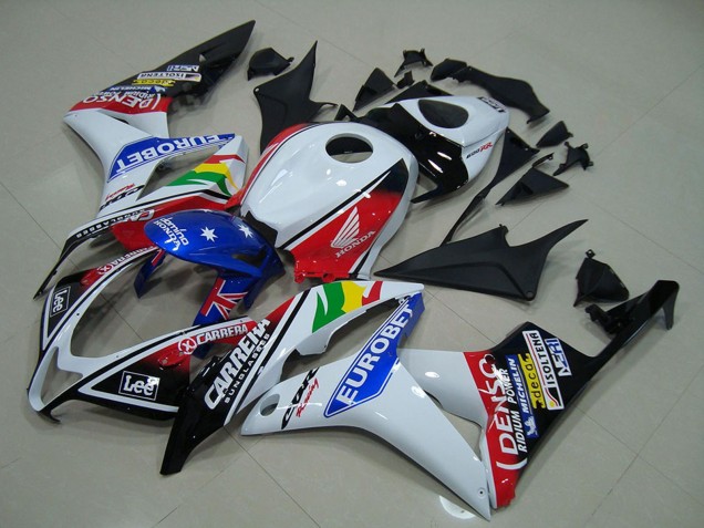 Weiß Rot Blau Glänzendes Schwarz EuroBet 2007-2008 Honda CBR600RR Motorrad Verkleidung