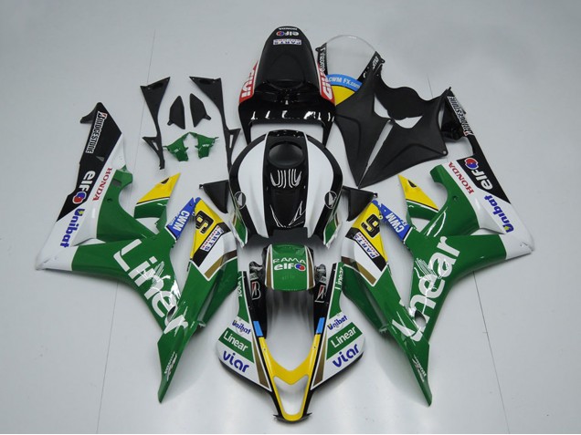 Grün Weiß Glänzendes Schwarz Linier 2007-2008 Honda CBR600RR Motorrad Verkleidung