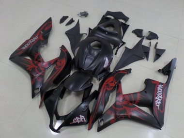 Matt Schwarz Rot Schädel 2007-2008 Honda CBR600RR Motorrad Verkleidung