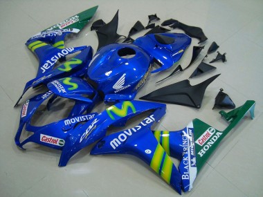 Blau Grün MoviStar Castrol 2007-2008 Honda CBR600RR Motorrad Verkleidung