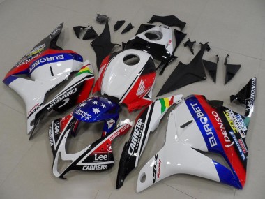 Weiß Rot Blau Glänzendes Schwarz EuroBet Lee Stern 2009-2012 Honda CBR600RR Motorrad Verkleidung