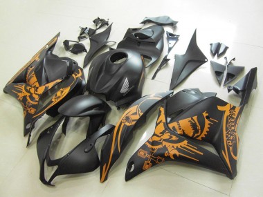 Matt Schwarz Orange Schädel 2009-2012 Honda CBR600RR Motorrad Verkleidung