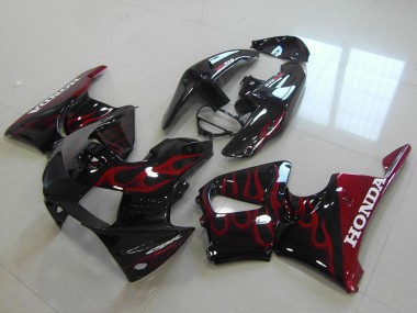 Glänzendes Schwarz Rot Flamme 1998-1999 Honda CBR900RR 919 Motorrad Verkleidung