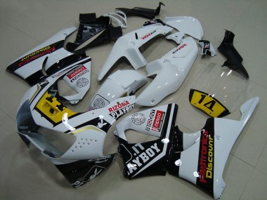 Weiß Gelb Glänzendes Schwarz Playboy 14 1998-1999 Honda CBR900RR 919 Motorrad Verkleidung
