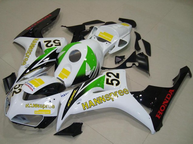 Weiß Grün Gelb Glänzendes Schwarz Hannspree 52 2006-2007 Honda CBR1000RR Motorrad Verkleidung
