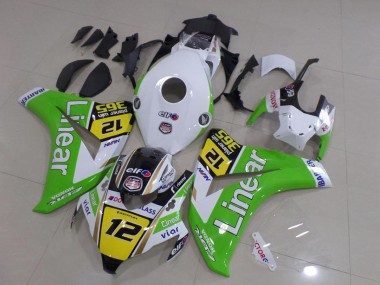 Weiß Grün Gelb Glänzendes Schwarz Liniear 12 2008-2011 Honda CBR1000RR Motorrad Verkleidung