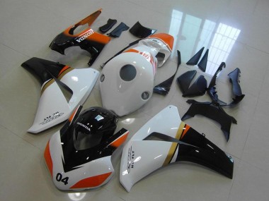 Weiß Orange Glänzendes Schwarz Rennen 2008-2011 Honda CBR1000RR Motorrad Verkleidung