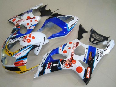 Weiß Blau Rot Gelb Schwarz Dunkel Dog Motul Pepe Phone 2000-2002 Suzuki GSXR 1000 Motorrad Verkleidung
