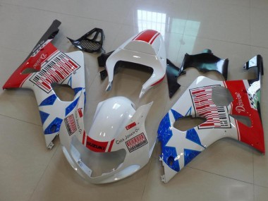 Weiß Rot Blau Stern 2000-2002 Suzuki GSXR 1000 Motorrad Verkleidung