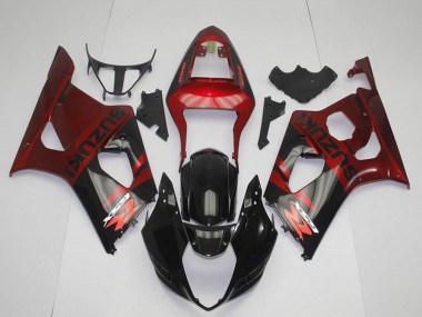 Rot Glänzendes Schwarz 2003-2004 Suzuki GSXR 1000 Motorrad Verkleidung