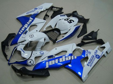 Weiß Blau Jordan 59 2005-2006 Suzuki GSXR 1000 Motorrad Verkleidung