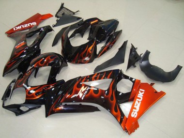 Glänzendes Schwarz Orange Flamme 2007-2008 Suzuki GSXR 1000 Motorrad Verkleidung