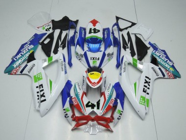 Weiß Blau Rot Gelb Grün Fixi 41 2009-2016 Suzuki GSXR 1000 Motorrad Verkleidung