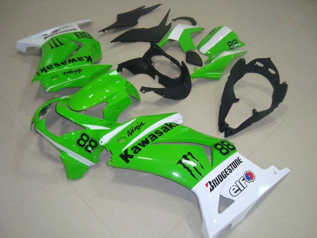 Weiß Grün Schwarz Monster 88 2008-2012 Kawasaki ZX250R Motorrad Verkleidung