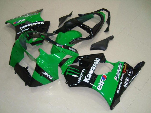 Grün Glänzendes Schwarz Monster 2000-2002 Kawasaki ZX6R Motorrad Verkleidung