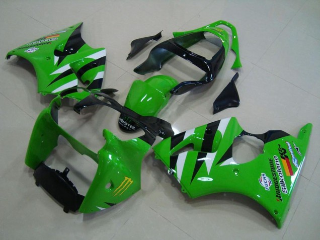 Grün Weiß Glänzendes Schwarz 2000-2002 Kawasaki ZX6R Motorrad Verkleidung