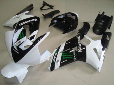 Weiß Glänzendes Schwarz Grün Monster 2003-2004 Kawasaki ZX6R Motorrad Verkleidung