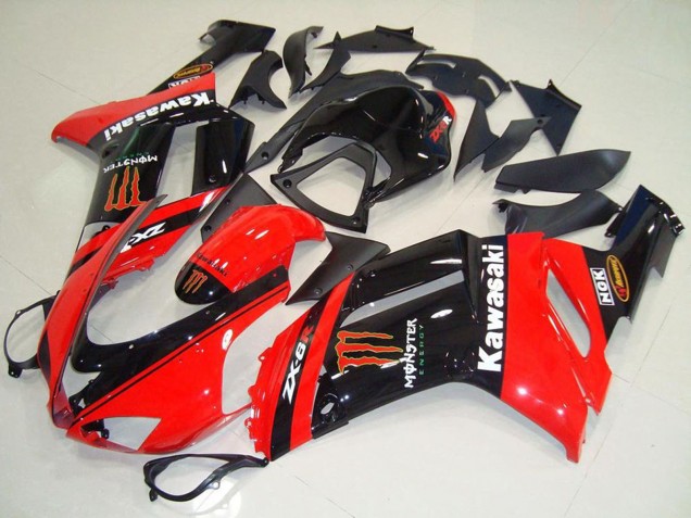 Monster In Rot 2007-2008 Kawasaki ZX6R Motorrad Verkleidung