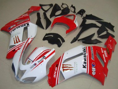 Rot und Weiß 2007-2008 Kawasaki ZX6R Motorrad Verkleidung