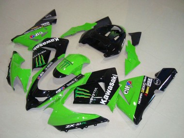 Grün Schwarz Monster Elf 2004-2005 Kawasaki ZX10R Motorrad Verkleidung