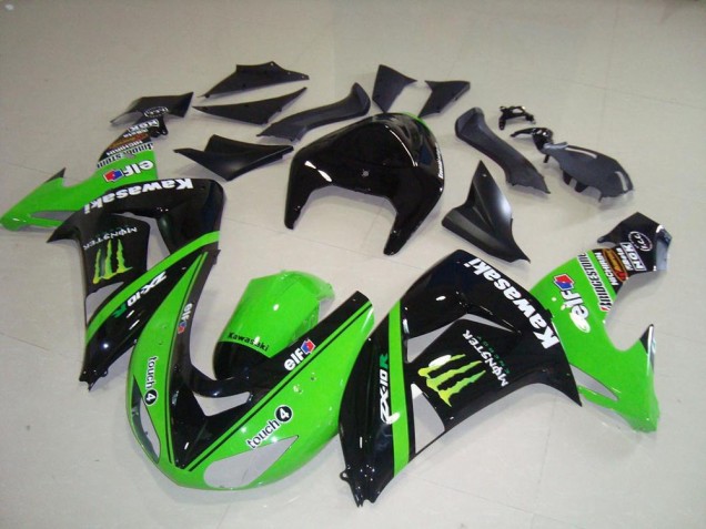 Grün Silber Glänzendes Schwarz Monster 2006-2007 Kawasaki ZX10R Motorrad Verkleidung