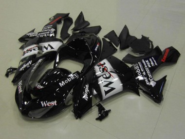 Glänzendes Schwarz Weiß West Rot 2006-2007 Kawasaki ZX10R Motorrad Verkleidung