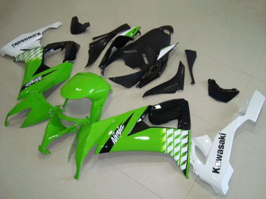 Weiß Grün Glänzendes Schwarz 2008-2010 Kawasaki ZX10R Motorrad Verkleidung