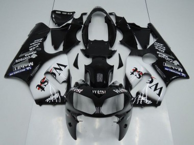 Glänzendes Schwarz Weiß West 2002-2006 Kawasaki ZX12R Motorrad Verkleidung