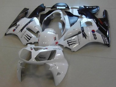 Weiß Glänzendes Schwarz Monster 2002-2006 Kawasaki ZX12R Motorrad Verkleidung