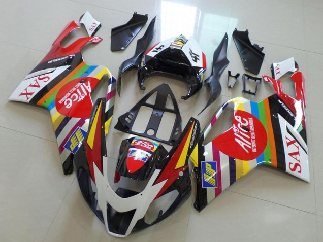 Weiß Rot Schwarz Grün Gelb Alice Sax 2003-2006 Aprilia RSV1000 Motorrad Verkleidung