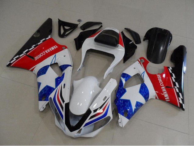 Weiß Rot Blau Schwarz Corse 2000-2001 Yamaha YZF R1 Motorrad Verkleidung