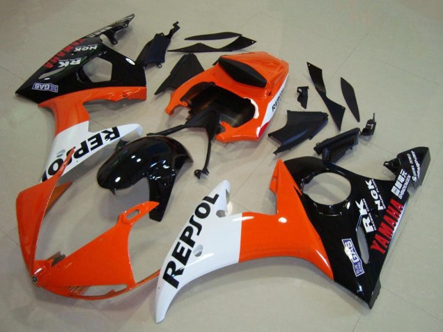 Orange Weiß Glänzendes Schwarz Repsol 2003-2004 Yamaha YZF R6 Motorrad Verkleidung