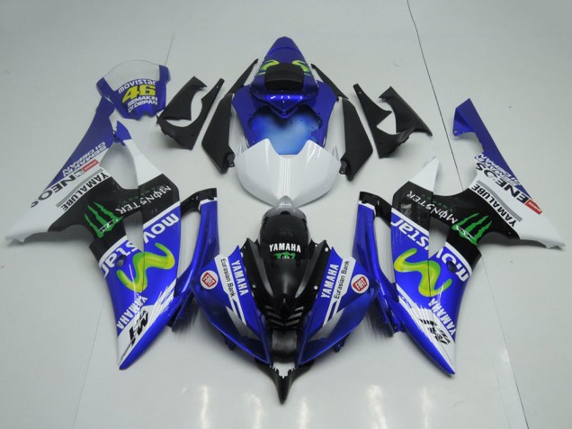 Blau Weiß Glänzendes Schwarz Grün Monster MoviStar Yamalube ENEOS 2008-2016 Yamaha YZF R6 Motorrad Verkleidung